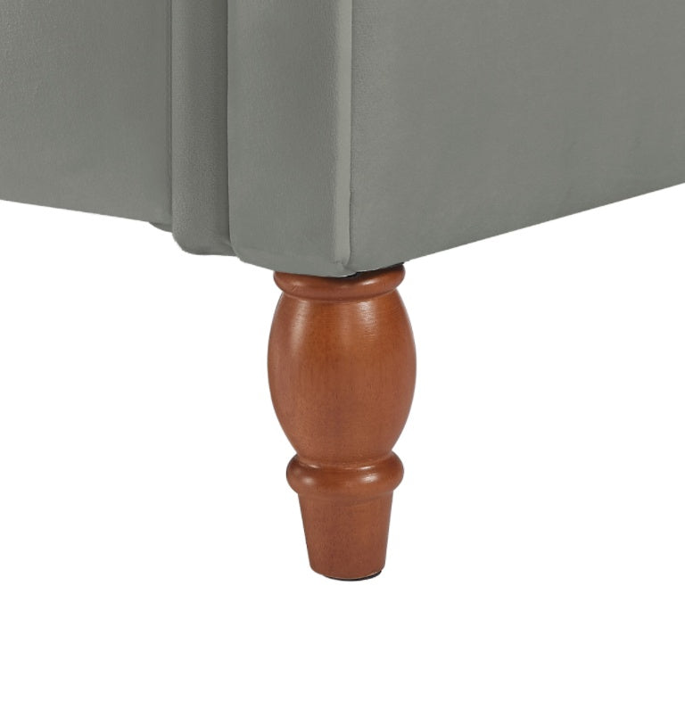 Grey Velvet Storage Ottoman Stool Bench