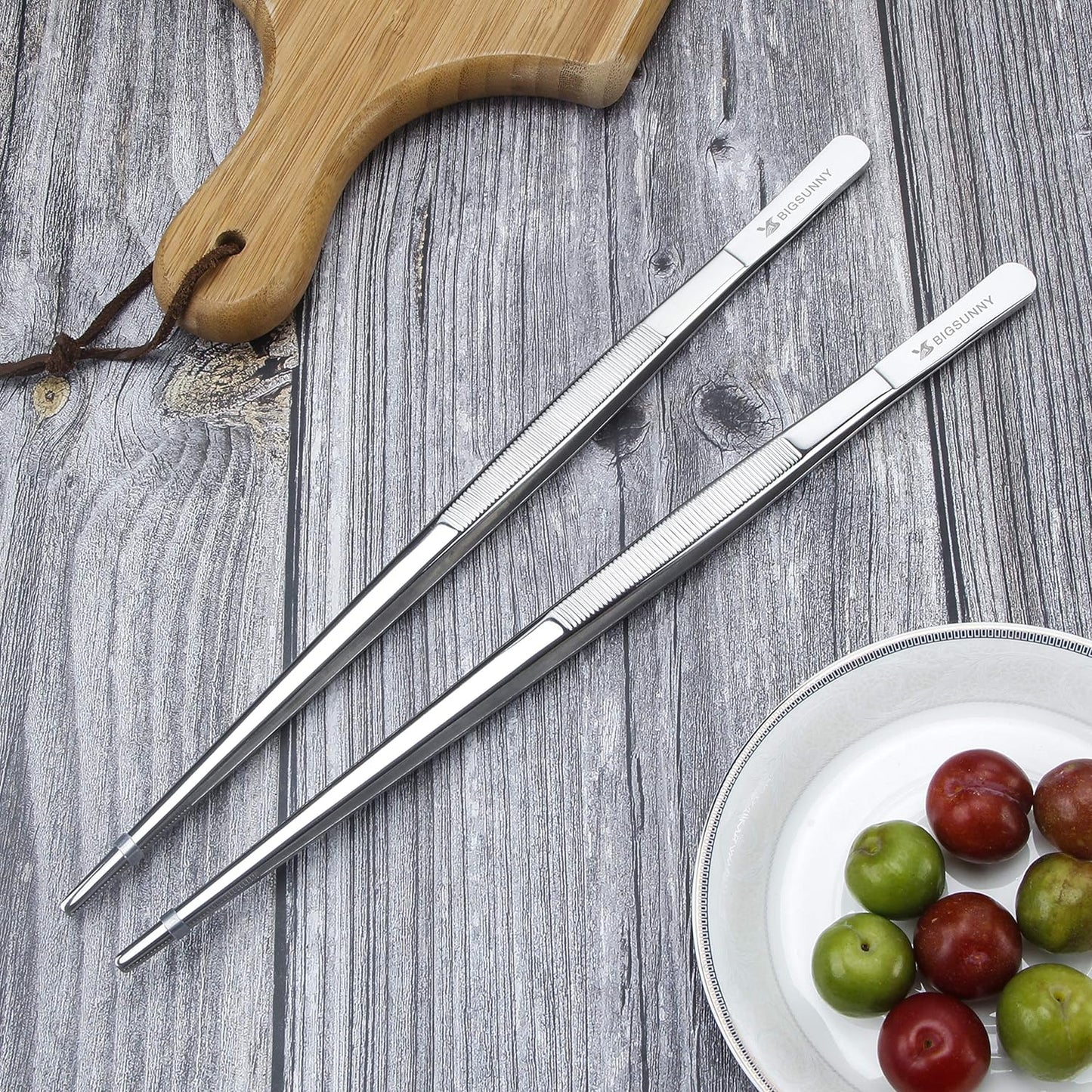 Set of 2 Kitchen Tweezers Fine Tweezer Tongs 12 Inch Stainless Steel Food Tweezer