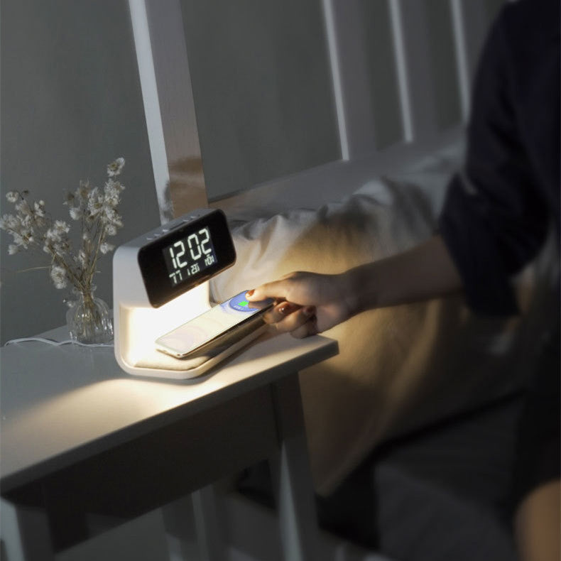 3-in-1 Bedside Lamp with Wireless Charger & Alarm Clock