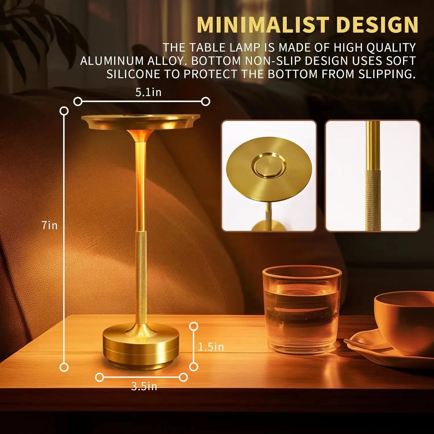 2PCS Rechargeable Wireless Table Lamp for Bedroom