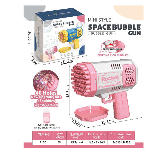 69-Hole Rocket Bubble Gun with Lights