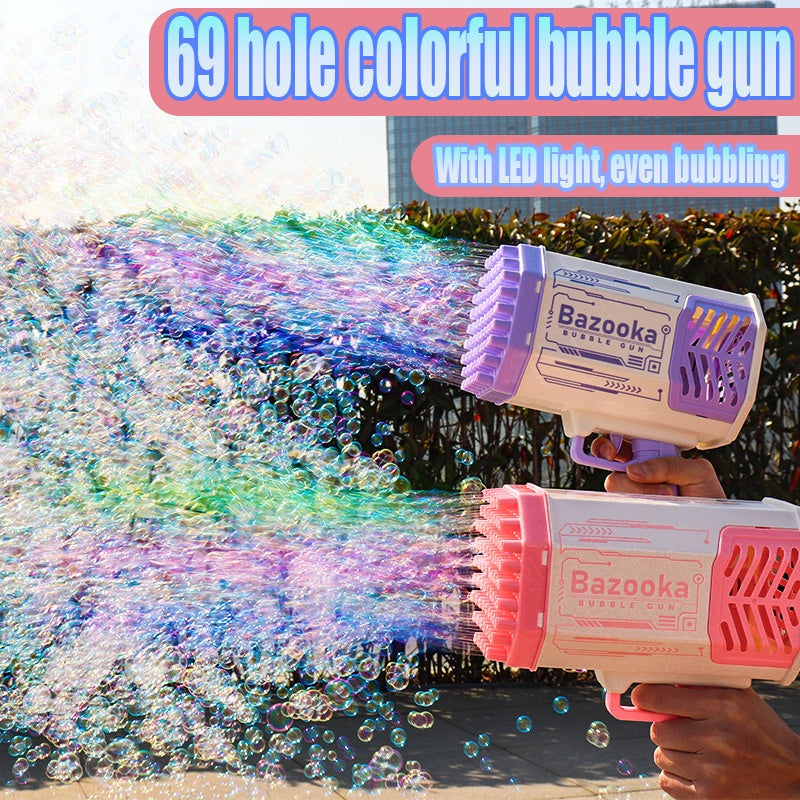 69-Hole Rocket Bubble Gun with Lights