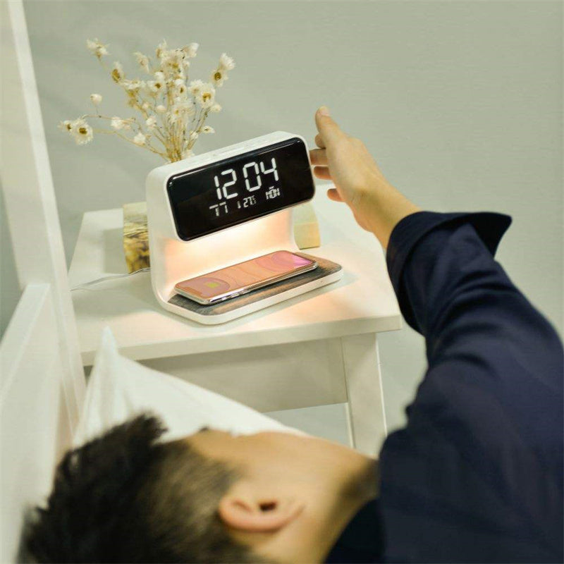 3-in-1 Bedside Lamp with Wireless Charger & Alarm Clock