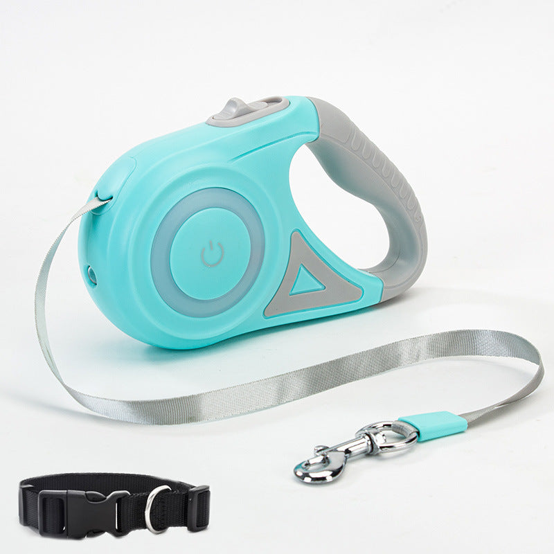 Retractable Dog Leash with LED Light & Collar