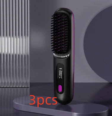 2-in-1 Wireless Hair Straightener Brush with USB Charging