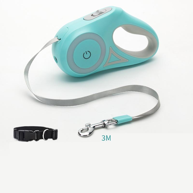 Retractable Dog Leash with LED Light & Collar