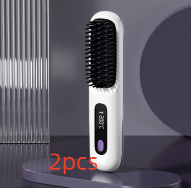 2-in-1 Wireless Hair Straightener Brush with USB Charging