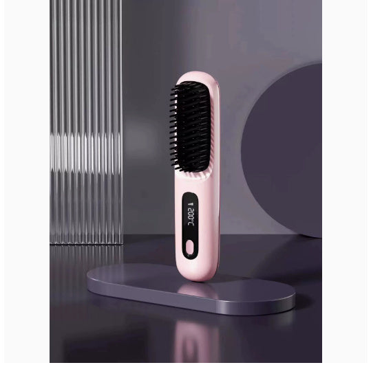 2-in-1 Wireless Hair Straightener Brush with USB Charging