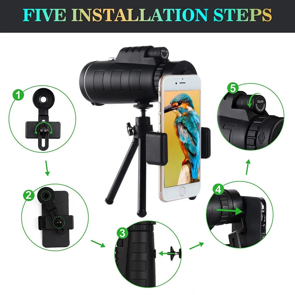 80X100 Telescope for Kids Beginners Adults, Refractor Telescope with Adjustable Tripod