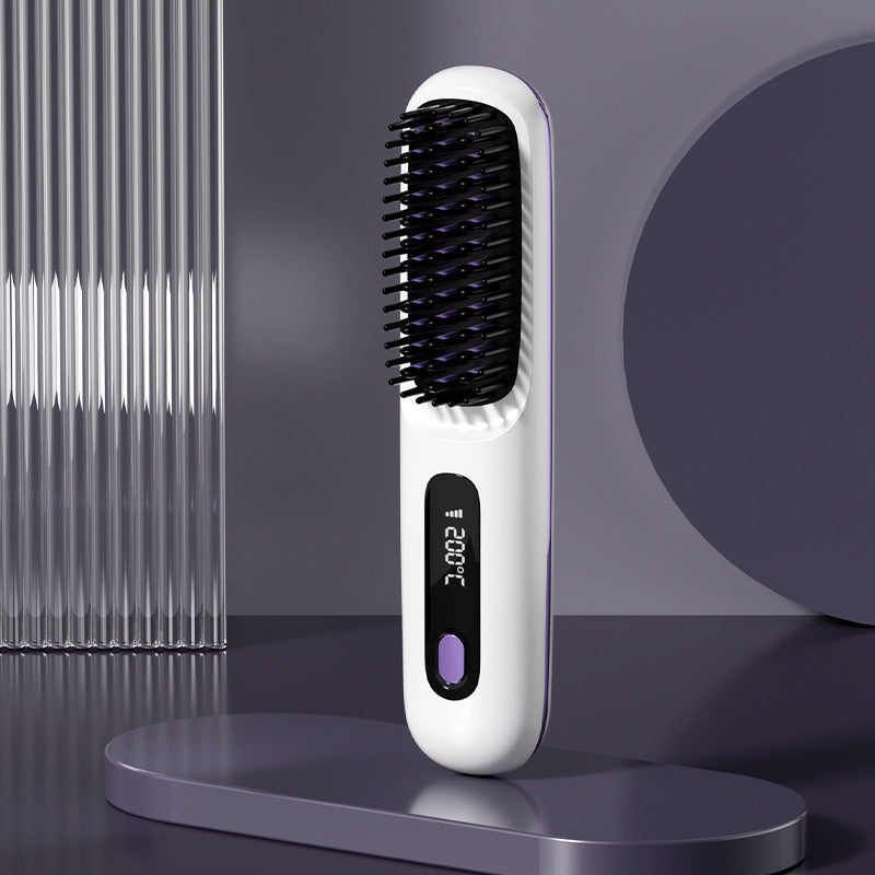 2-in-1 Wireless Hair Straightener Brush with USB Charging
