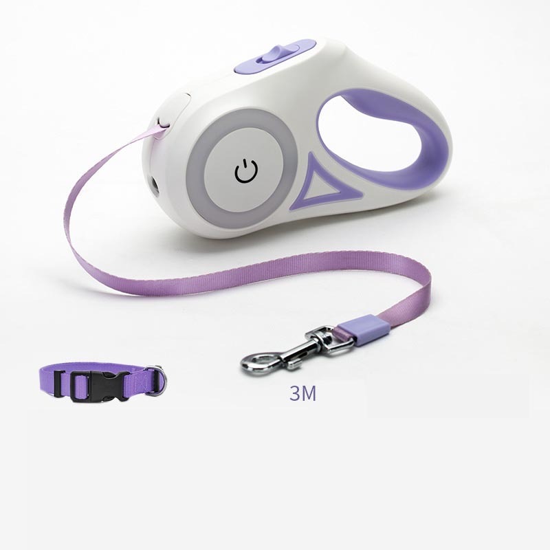 Retractable Dog Leash with LED Light & Collar