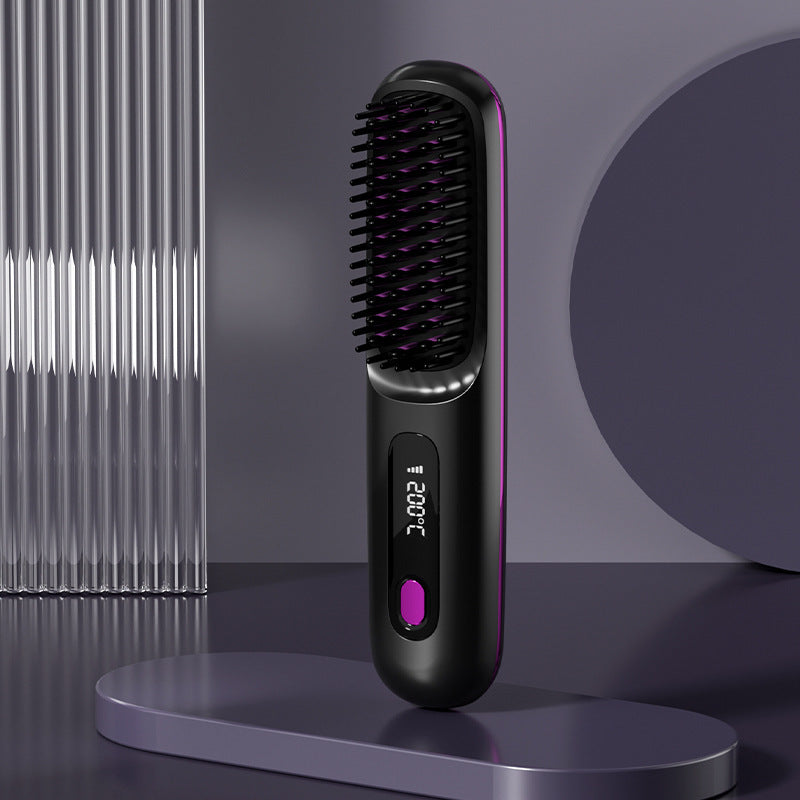 2-in-1 Wireless Hair Straightener Brush with USB Charging