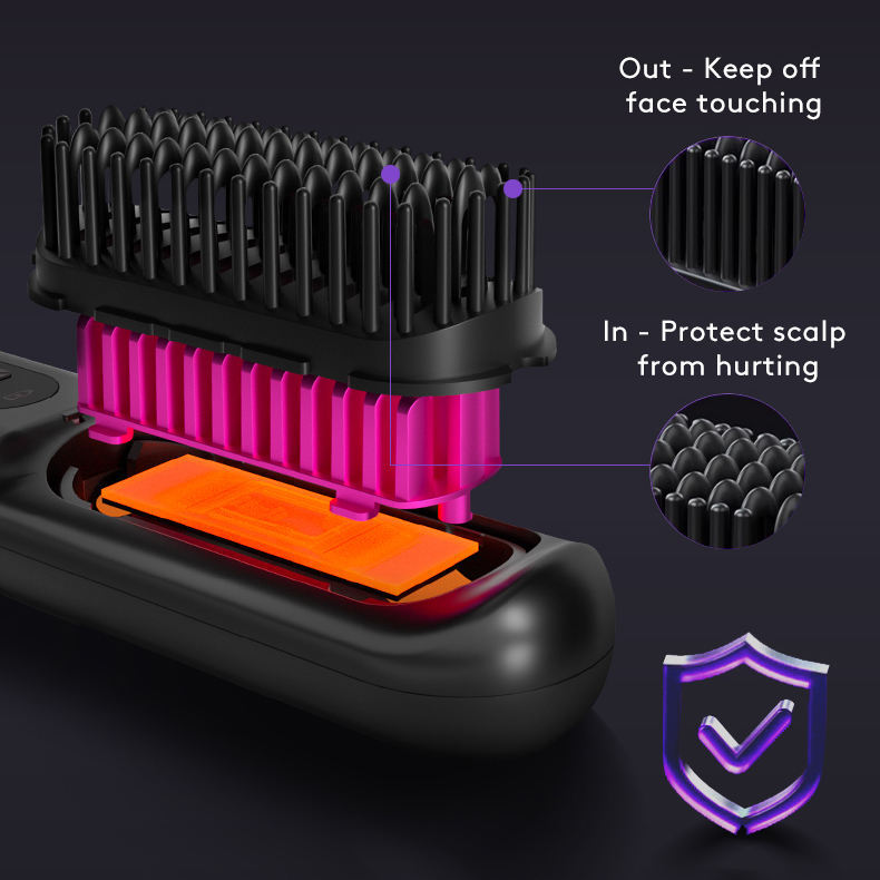 2-in-1 Wireless Hair Straightener Brush with USB Charging