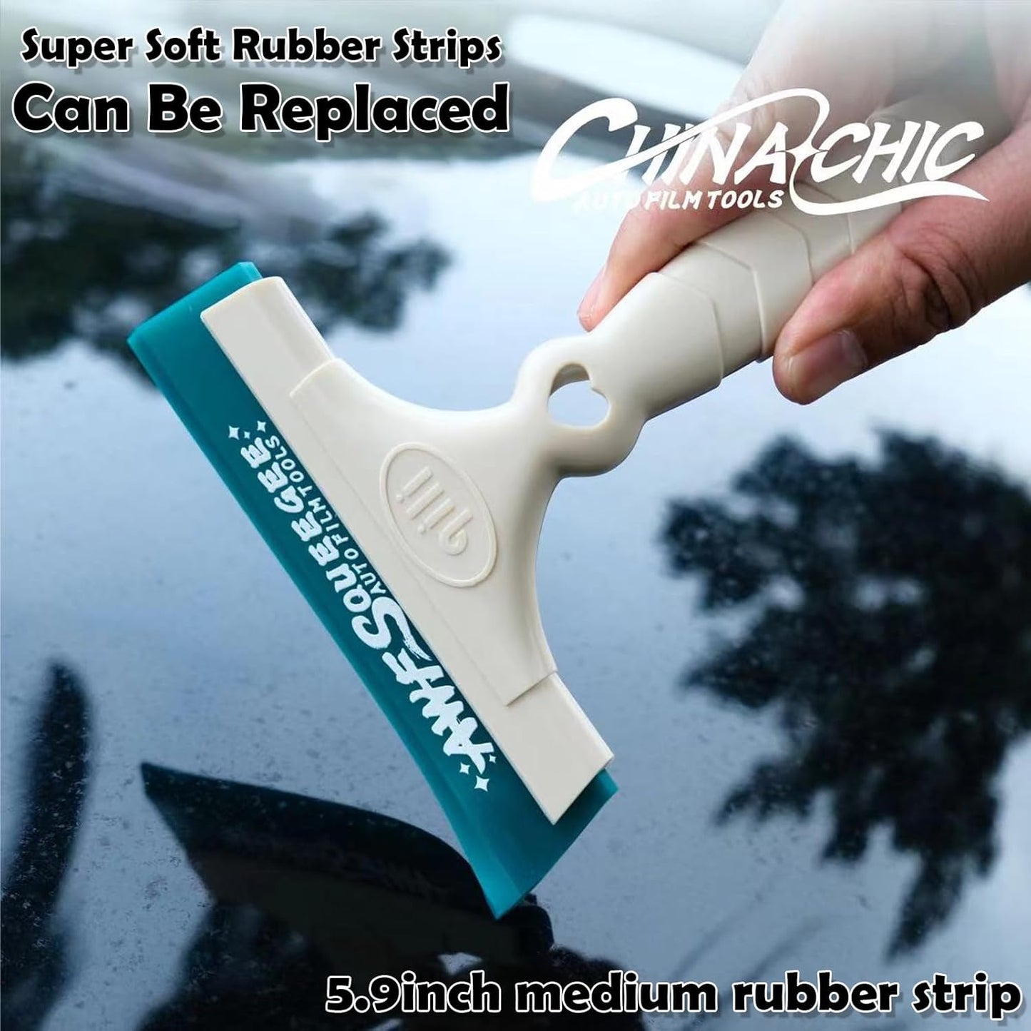 Window Tint Tool - Long Handle Window Tinting Squeegee for Windshield Cleanning Water Wipe, 10" Window Film Application Scraper Tool for Window Mirror Glass Door PPF Tool