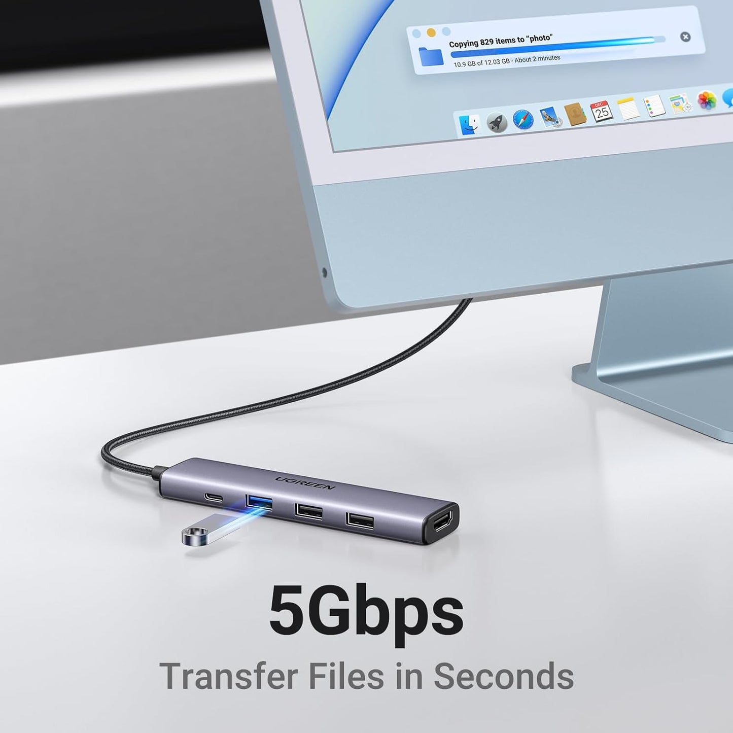 UGREEN Revodok 105 USB C Hub 5 in 1 Multiport Adapter 4K HDMI, 100W Power Delive