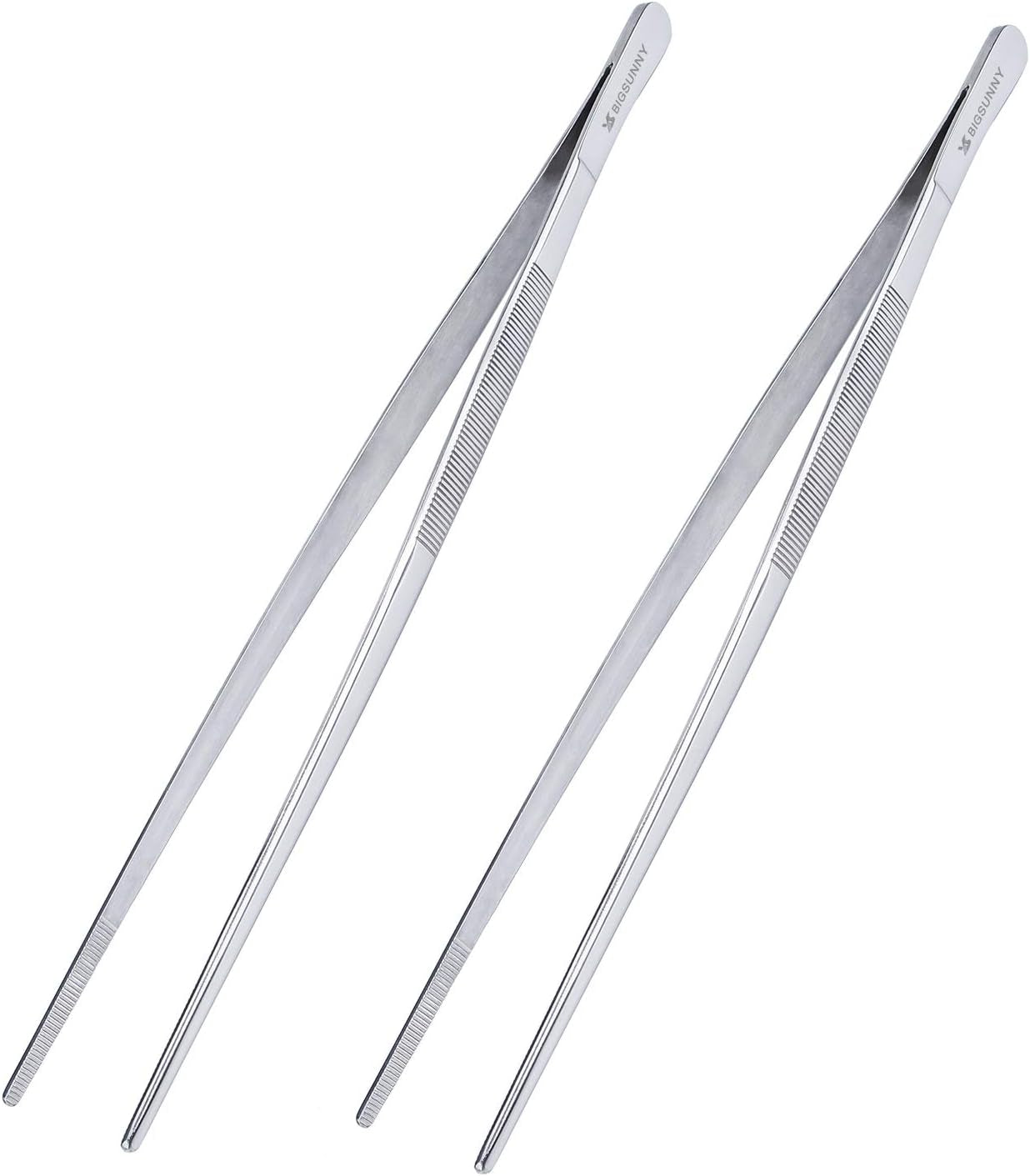 Set of 2 Kitchen Tweezers Fine Tweezer Tongs 12 Inch Stainless Steel Food Tweezer