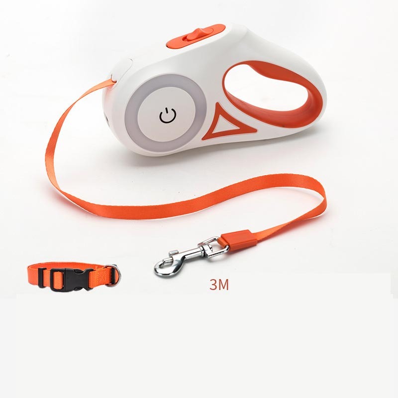 Retractable Dog Leash with LED Light & Collar