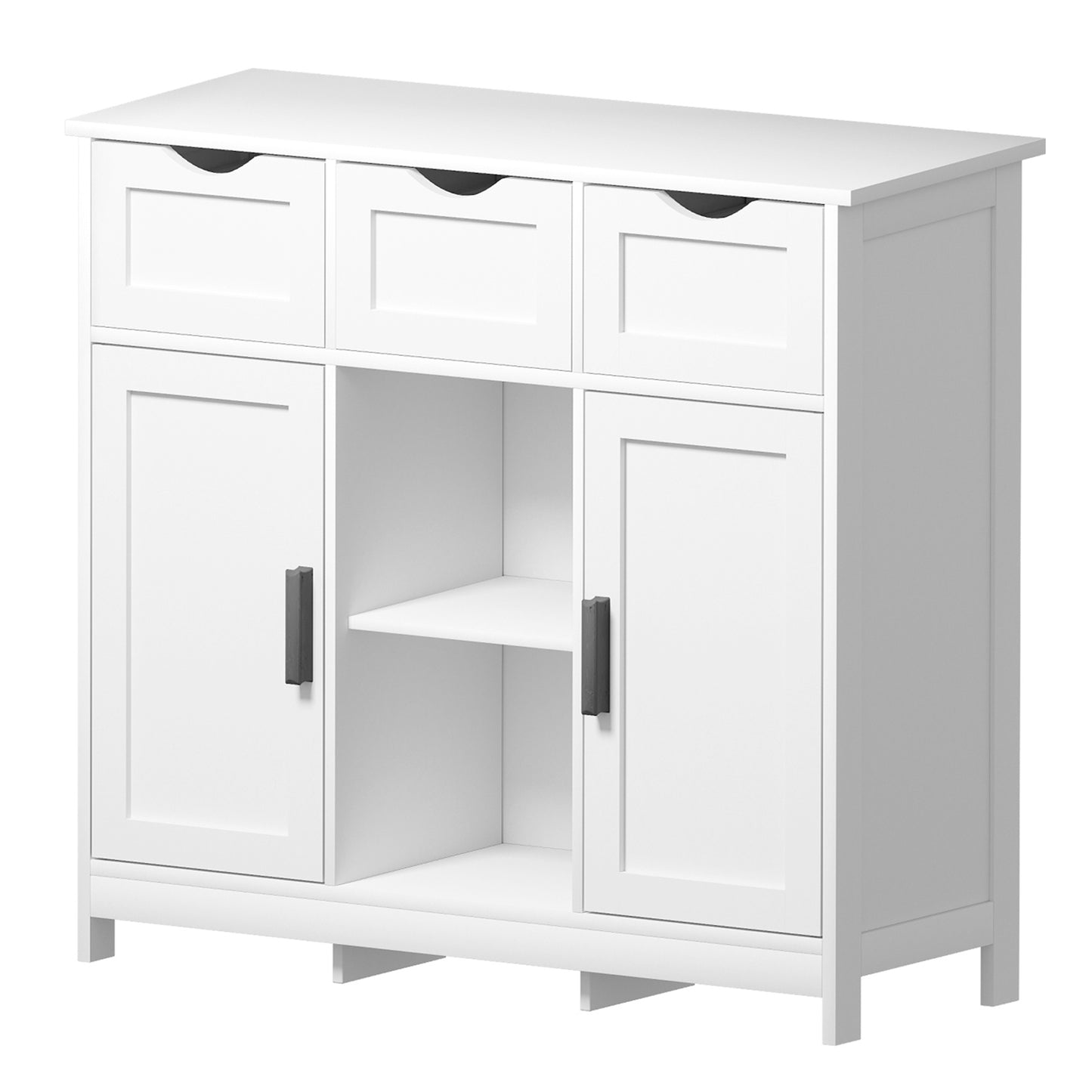 White Storage Cabinet with Drawers & Shelves