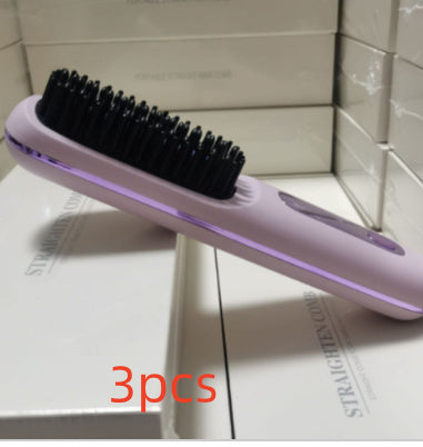 2-in-1 Wireless Hair Straightener Brush with USB Charging