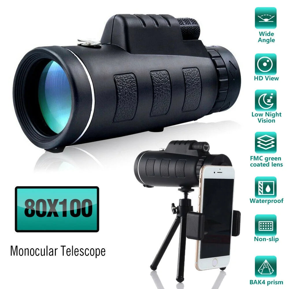 80X100 Telescope for Kids Beginners Adults, Refractor Telescope with Adjustable Tripod