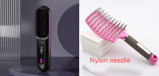 2-in-1 Wireless Hair Straightener Brush with USB Charging