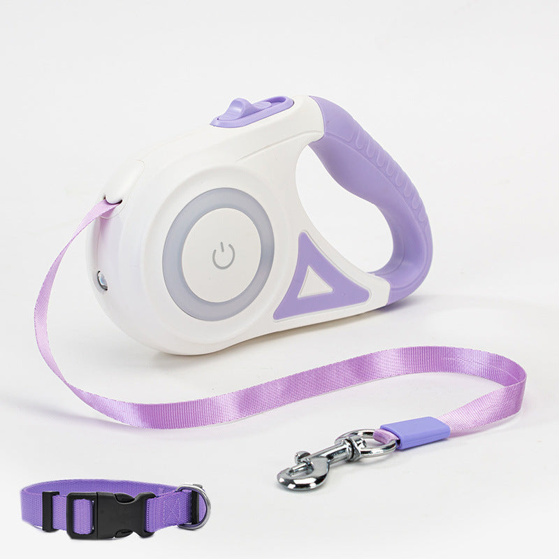 Retractable Dog Leash with LED Light & Collar