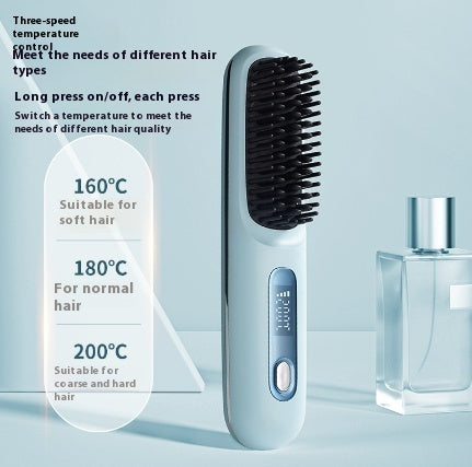 2-in-1 Wireless Hair Straightener Brush with USB Charging