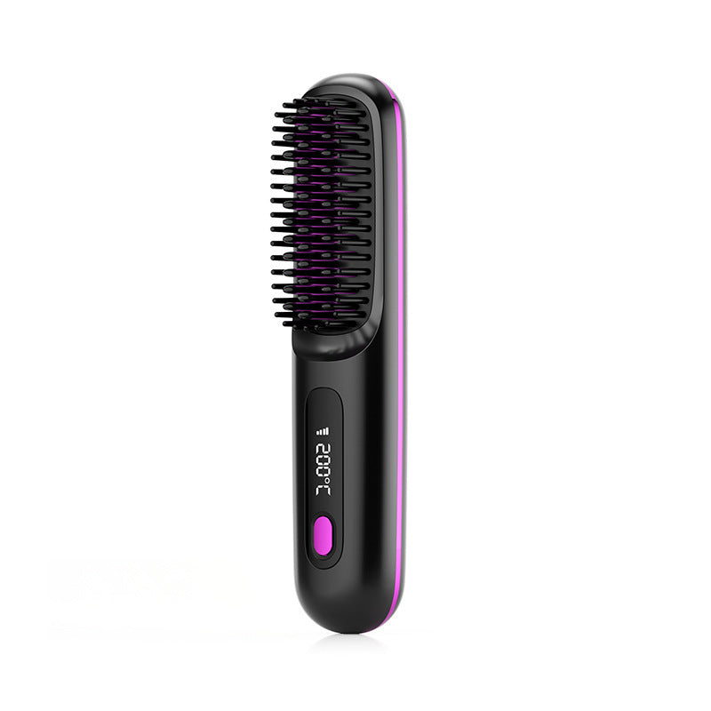 2-in-1 Wireless Hair Straightener Brush with USB Charging