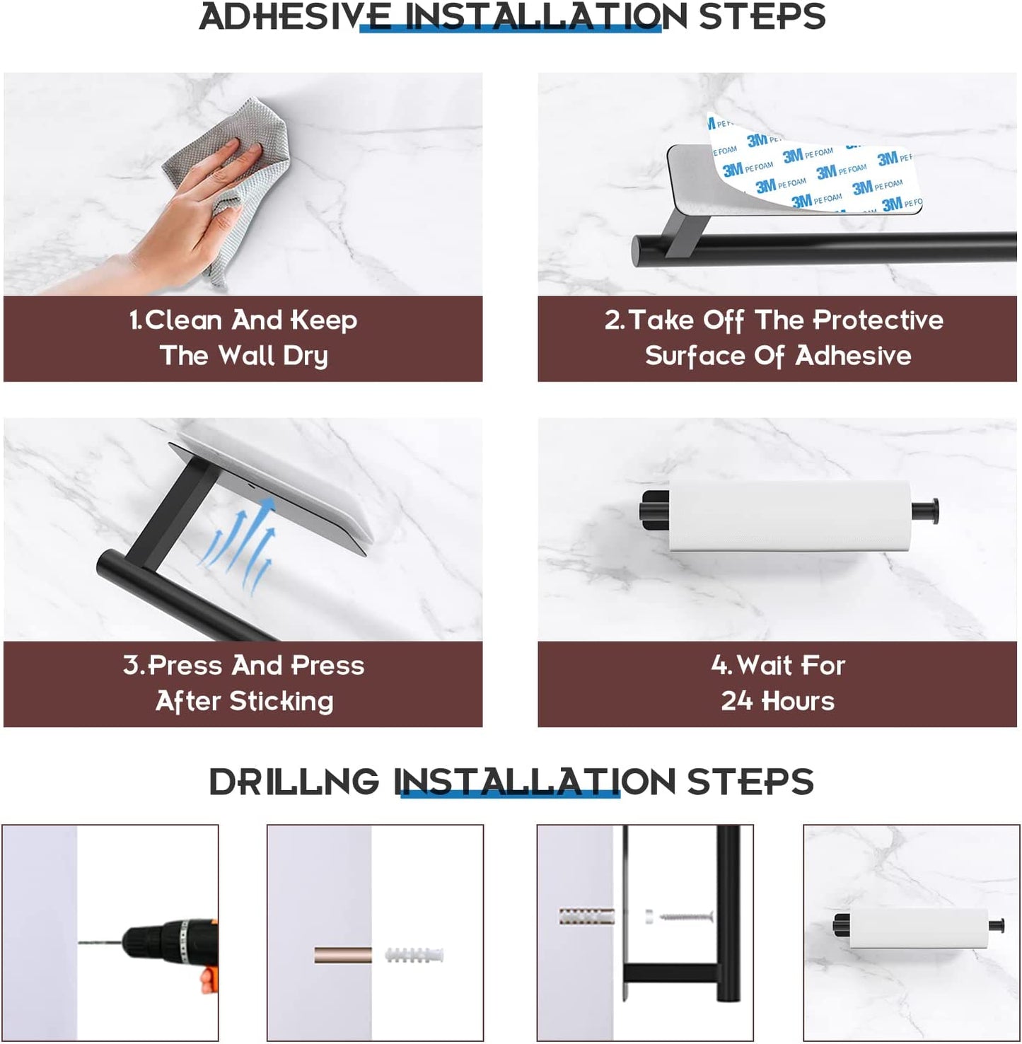 Paper Towel Holder under Cabinet No Drilling
