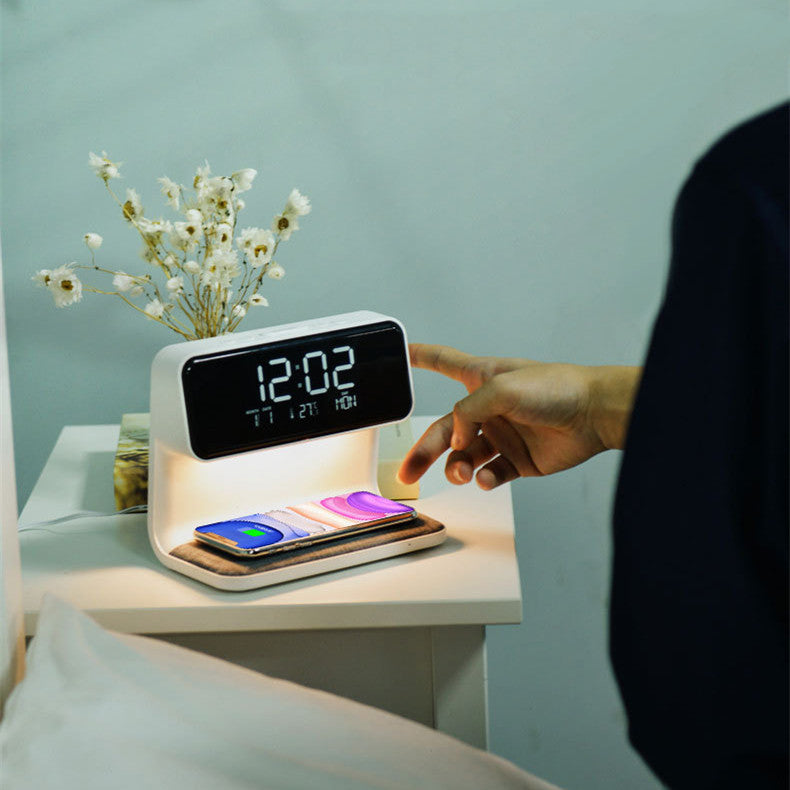 3-in-1 Bedside Lamp with Wireless Charger & Alarm Clock