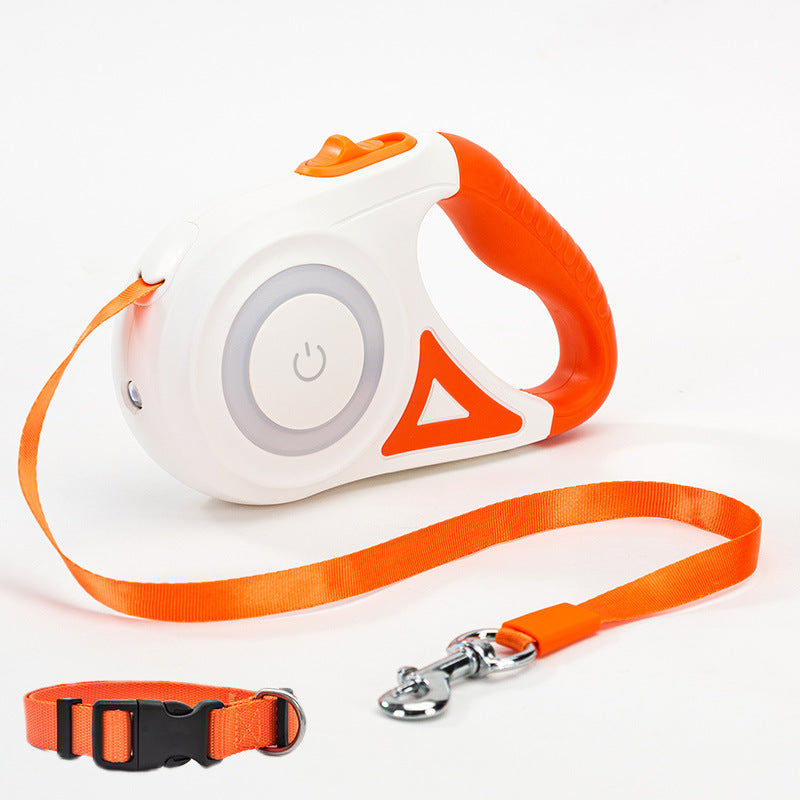Retractable Dog Leash with LED Light & Collar