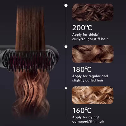 2-in-1 Wireless Hair Straightener Brush with USB Charging