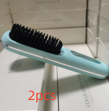 2-in-1 Wireless Hair Straightener Brush with USB Charging