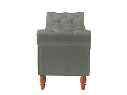 Grey Velvet Storage Ottoman Stool Bench