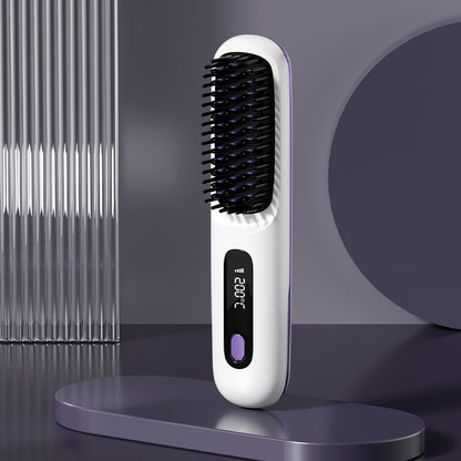 2-in-1 Wireless Hair Straightener Brush with USB Charging