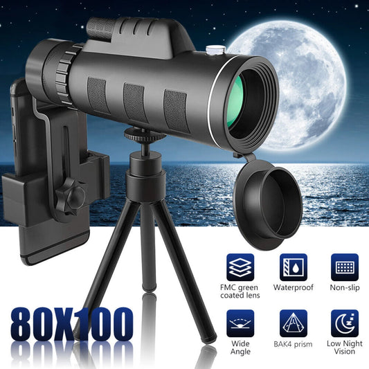 80X100 Telescope for Kids Beginners Adults, Refractor Telescope with Adjustable Tripod
