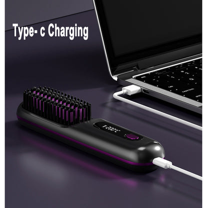2-in-1 Wireless Hair Straightener Brush with USB Charging