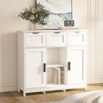 White Storage Cabinet with Drawers & Shelves