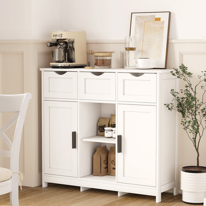 White Storage Cabinet with Drawers & Shelves