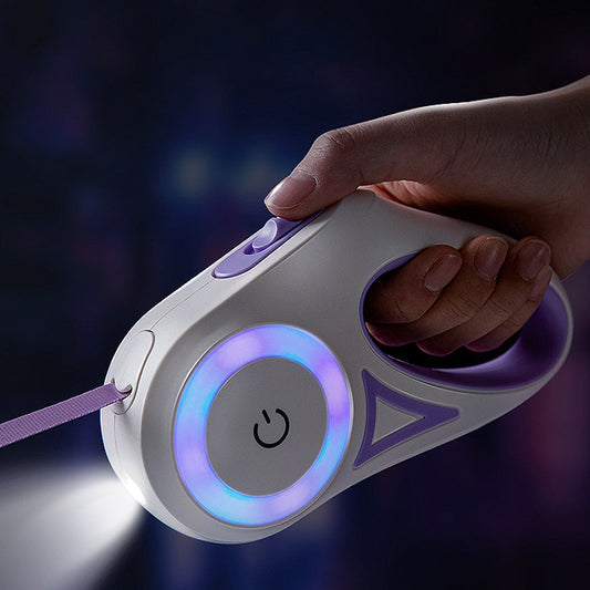 Retractable Dog Leash with LED Light & Collar
