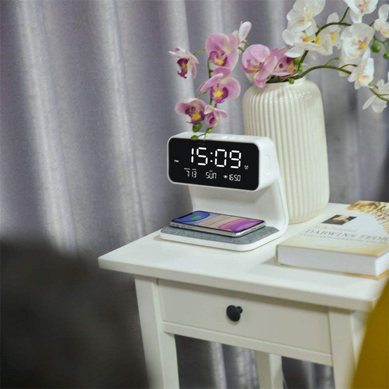 3-in-1 Bedside Lamp with Wireless Charger & Alarm Clock