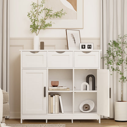 White Storage Cabinet with Drawers & Shelves