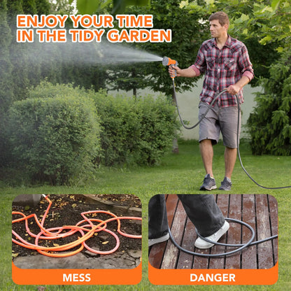 Garden Retractable Hose Reel,Built to Last, 9-Function Sprayer, 180° Swivel, Effortless Rewind Technology Automatic Rewind and S