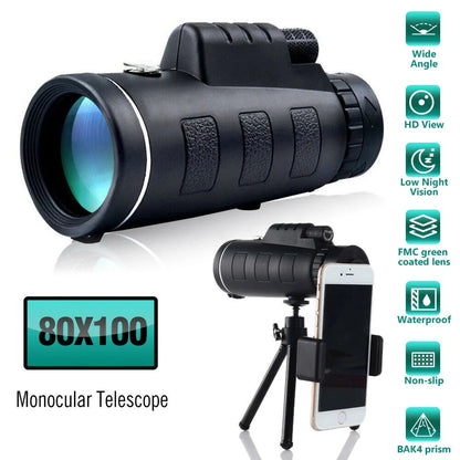 80X100 Telescope for Kids Beginners Adults, Refractor Telescope with Adjustable Tripod
