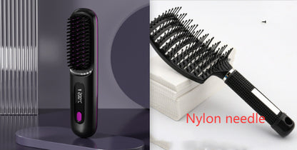 2-in-1 Wireless Hair Straightener Brush with USB Charging