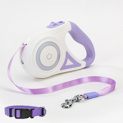 Retractable Dog Leash with LED Light & Collar