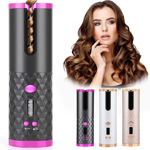 Rechargeable Automatic Rotating Hair Curler with LCD Display
