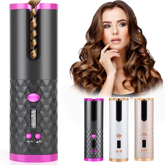 Rechargeable Automatic Rotating Hair Curler with LCD Display