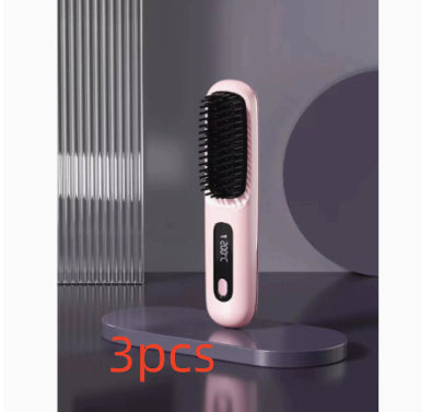 2-in-1 Wireless Hair Straightener Brush with USB Charging