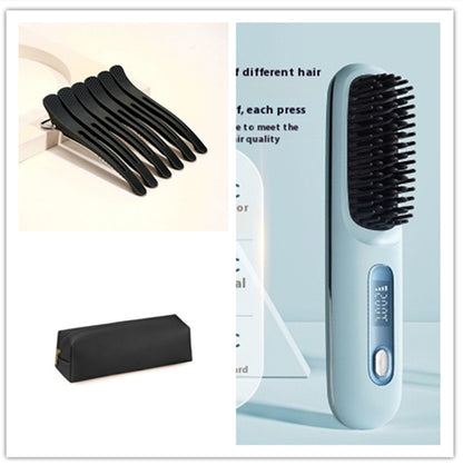 2-in-1 Wireless Hair Straightener Brush with USB Charging